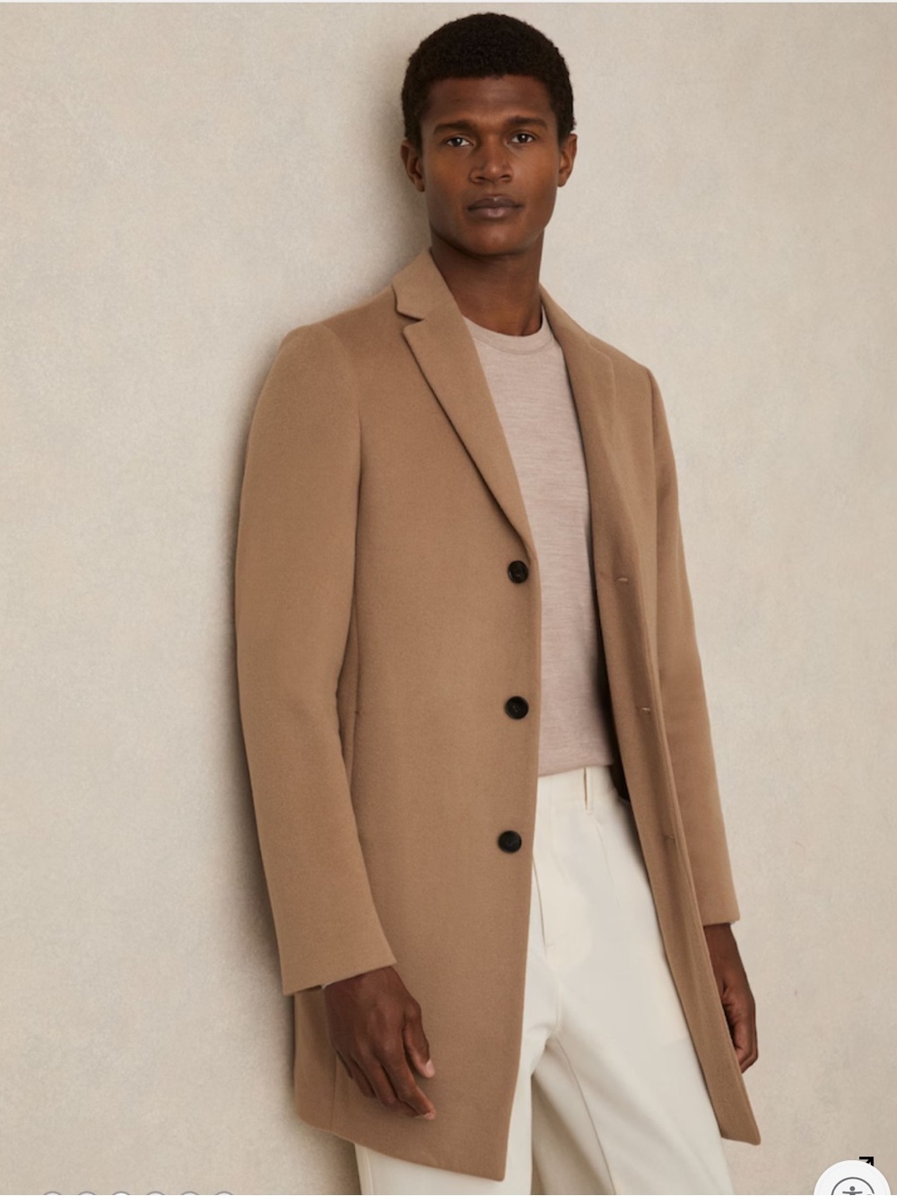 Reiss Camel Wool Blend Overcoat Single Breasted Tailored Coat Men’s Medium